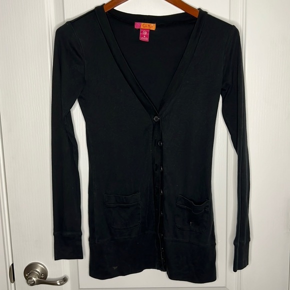 Catch my I button down cardigan pockets black small - Picture 1 of 7